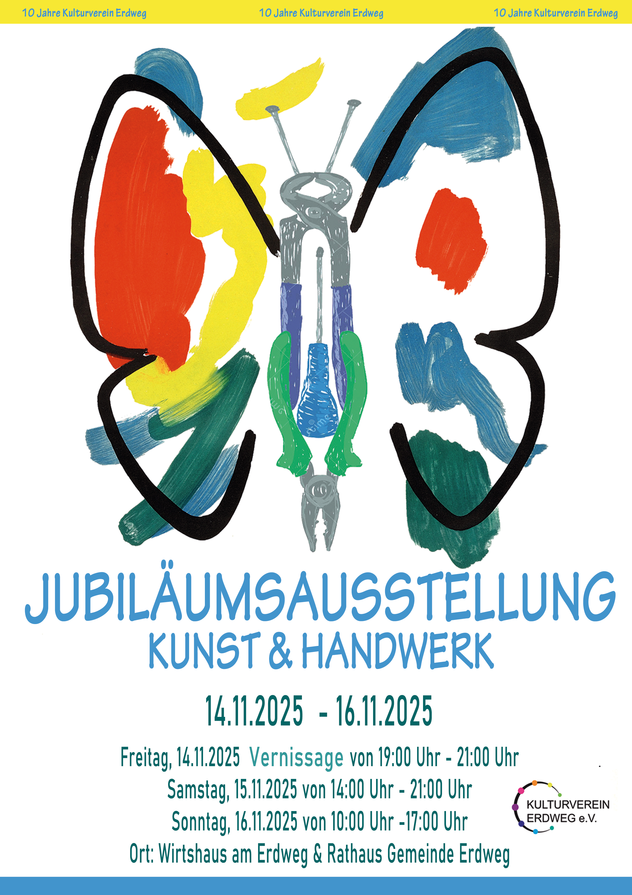 Jubiläumsausstellung Kunst & Handwerk am 14. bis 16. November 2025 im Wirtshaus am Erdweg & Rathaus Gemeinde Erdweg